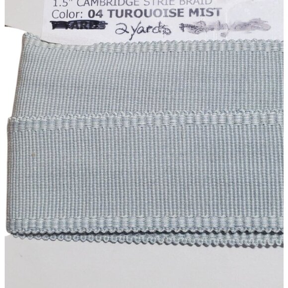 Samuel & Sons 2 + 2.1 Yard Turquoise Mist 1.5" Cambridge Strie Braid Trimming - Picture 4 of 11